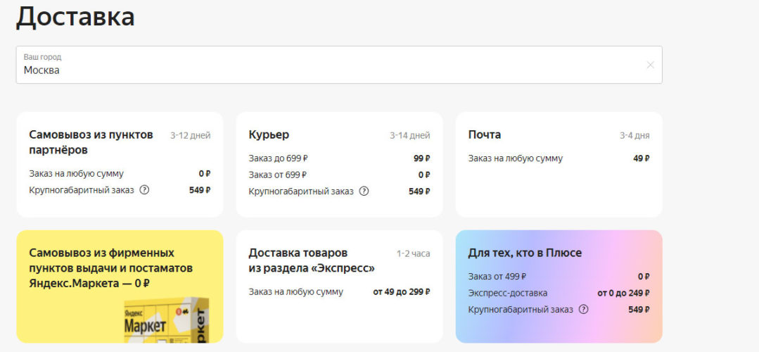 Яндекс.Маркет доставка
